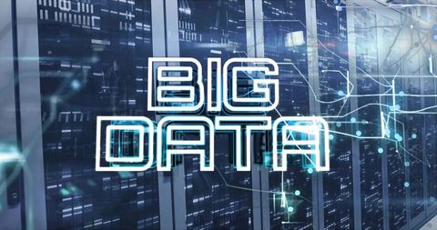 Glowing big data concept in high-tech server room