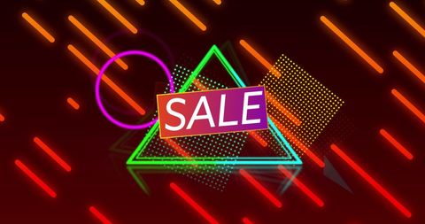 Retro Neon Sale Advertisement with Glowing Shapes - Download Free Stock Images Pikwizard.com