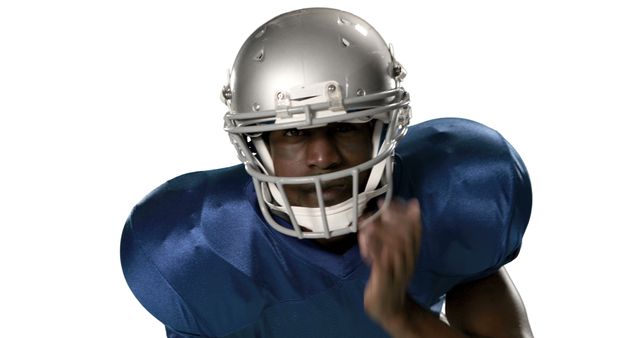 American Football Player Running in Blue Uniform - Download Free Stock Images Pikwizard.com