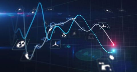 Digital Interface with Data Waveforms and Technology Icons - Download Free Stock Images Pikwizard.com