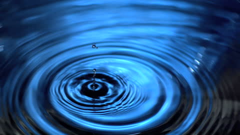 Tranquil Water Droplets Creating Ripple Effect in Deep Blue