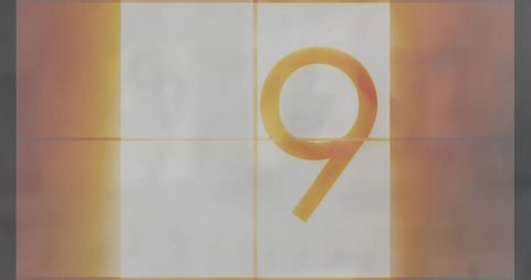Old Film Countdown Number Nine on Orange-Grey Background - Download Free Stock Images Pikwizard.com
