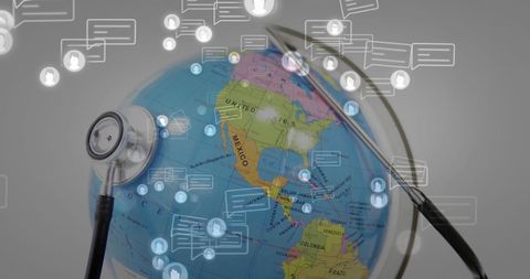 Stethoscope on Globe Illustrating Global Healthcare Communication