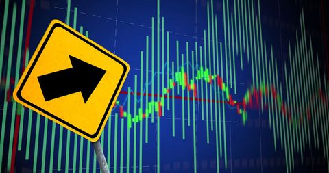 Financial Growth with Uptrend Traffic Sign Concept