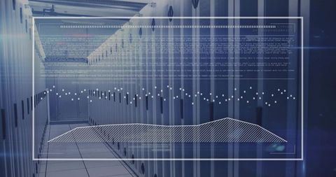 Futuristic cybersecurity data in advanced server room