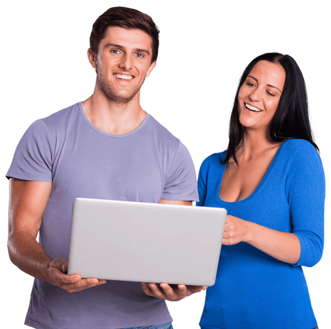transparent young couple collaborating on laptop - Download Free Stock Videos Pikwizard.com