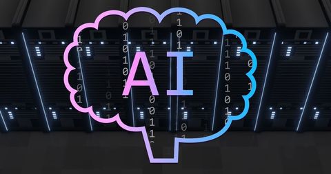 ai and binary code over computer servers - Download Free Stock Images Pikwizard.com