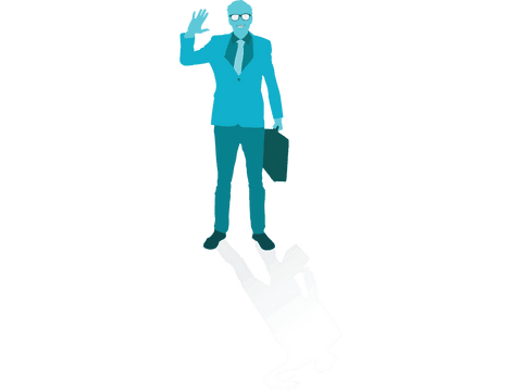 Stylized Transparent Blue Businessman with Briefcase