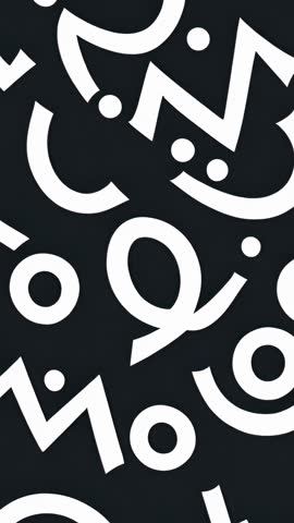 Looping Vertical Graphic of White Geometric Shapes on Black Canvas for Minimalist Backgrounds