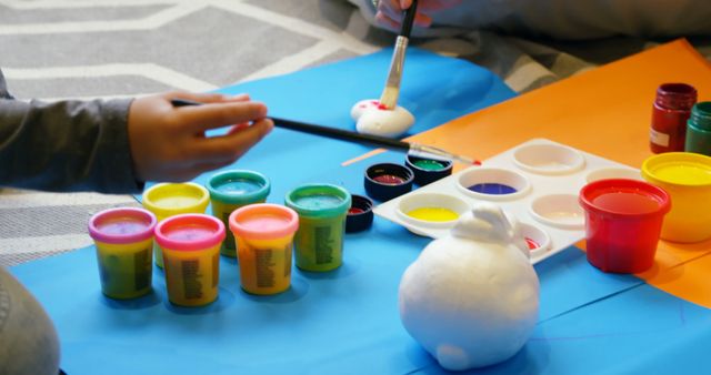 Children Painting Craft Projects with Multicolored Paints and Brushes - Download Free Stock Images Pikwizard.com