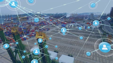 Conceptual Network Overlay in Busy Shipyard