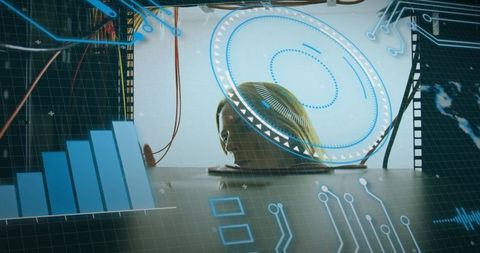 Woman Inspecting Servers with Digital Data Overlay - Download Free Stock Images Pikwizard.com