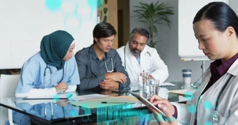 Medical Team Collaborating with Futuristic Technology