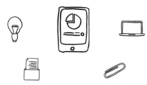 Transparent Infographic Elements Sketch Light Bulb and Tablet - Download Free Stock Videos Pikwizard.com