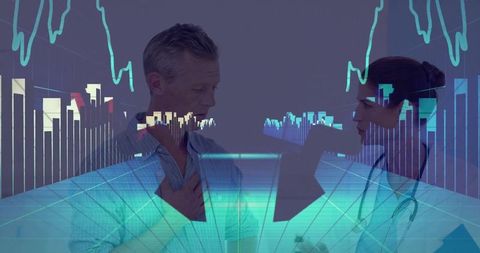 Futuristic healthcare consultation with diagnostic technology