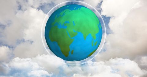 Rotating Earth Model with Pulsating Ring Among Clouds - Download Free Stock Images Pikwizard.com