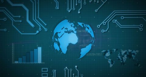 Global Data Processing with Circuit and Digital Interface Graphics - Download Free Stock Images Pikwizard.com