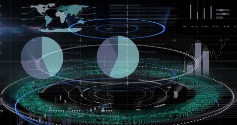Futuristic Data Processing with Spinning Circles and Analytics - Download Free Stock Images Pikwizard.com