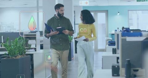 Colleagues Discussing in Contemporary Office Environment