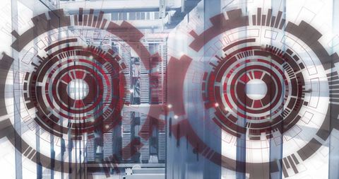 Futuristic Data Processing Overlays on Server Room - Download Free Stock Images Pikwizard.com