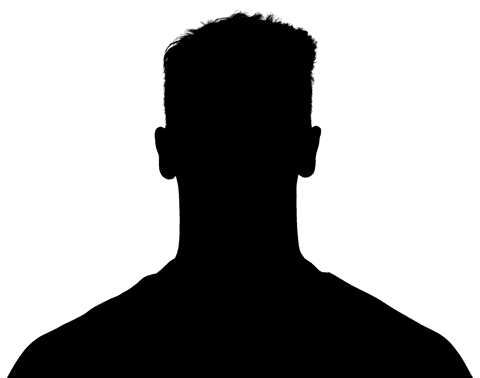 Silhouette of male bust on transparent background