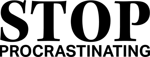 Motivational stop procrastinating text on transparent background