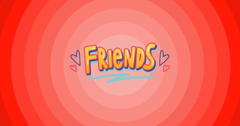 Colorful 'Friends' Text with Hearts on Red Background - Download Free Stock Images Pikwizard.com