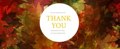 Thank You Message with Autumn Leaves Background for Thanksgiving