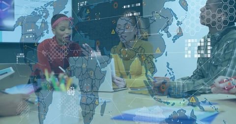 Diverse Team Analyzing Global Data Projection with Technology