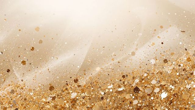 Luxury shimmering gold confetti gradient with metallic sequins, glitter and bokeh