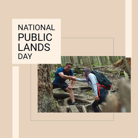 Diverse people hiking on national public lands day