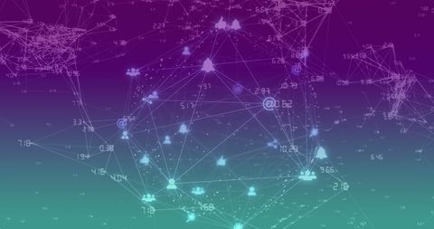 Futuristic Digital Network With Icons on Gradient Background - Download Free Stock Images Pikwizard.com