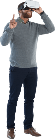 Transparent Image of Man Engaging with Virtual Reality Headset - Download Free Stock Videos Pikwizard.com