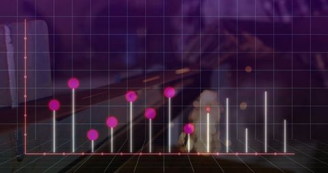 Futuristic holographic data visualization on desk