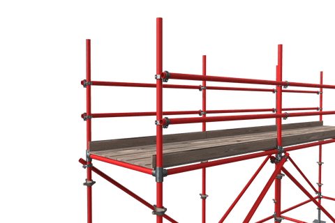 3d illustration of transparent red scaffolding with wooden plank - Download Free Stock Videos Pikwizard.com