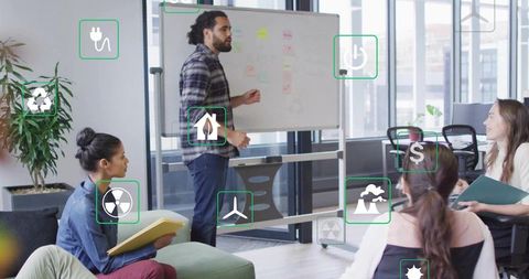 Business Meeting on Sustainable Innovation Reflects Teamwork and Collaboration