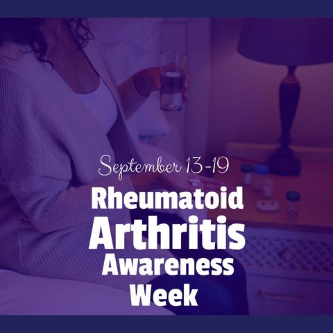 Woman highlighting rheumatoid arthritis awareness at home