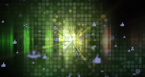 Futuristic Digital Icons Floating in Abstract Background