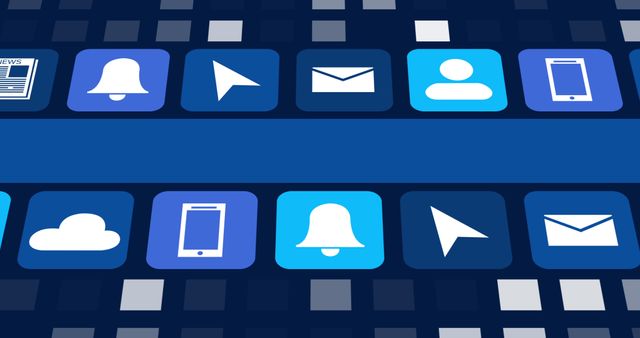 Digital Online Icons with Dynamic Blue Stripe Background - Download Free Stock Images Pikwizard.com