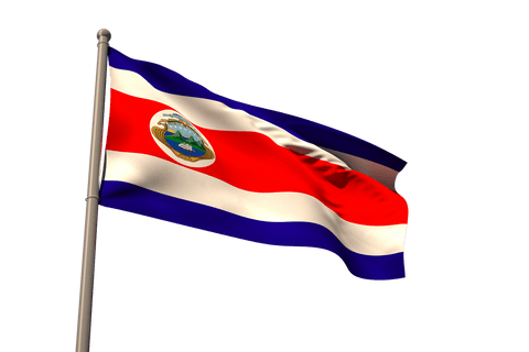 Costa rica flag waving transparent background illustration