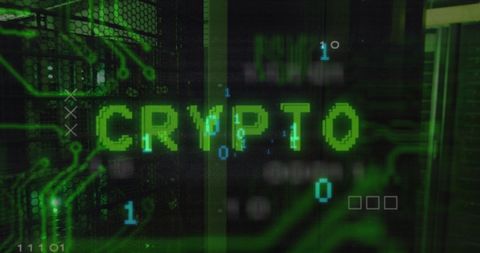 Glowing Crypto Text in Data Processing Environment - Download Free Stock Images Pikwizard.com