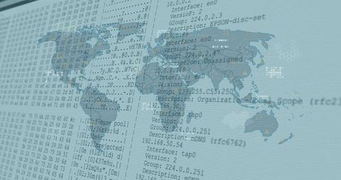 Global Network Monitoring Dashboard Visualizing IP Logs, Data Streams and Geospatial Alerts