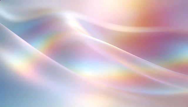 Iridescent satin folds with pastel rainbow glints for opalescent prismatic background