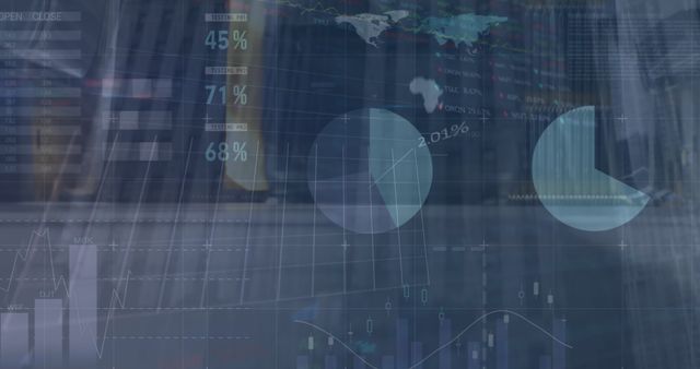 Abstract Financial Data Background with Pie Charts and Numeric Indicators - Download Free Stock Images Pikwizard.com