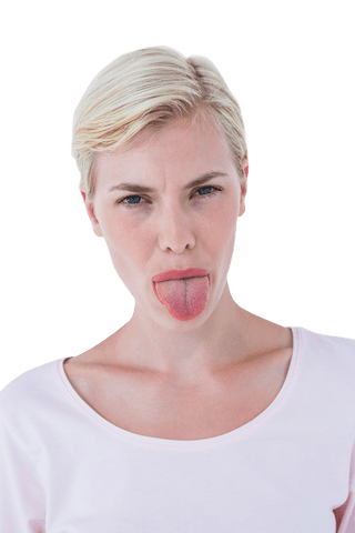 Transparent Portrait of Woman Sticking Tongue Out Playfully - Download Free Stock Videos Pikwizard.com