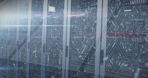 Futuristic Data Center with Digital Interface Overlay - Download Free Stock Images Pikwizard.com