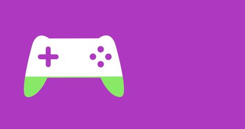 Minimalistic Green Gamepad Icon on Vibrant Purple Background - Download Free Stock Images Pikwizard.com