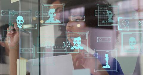 Biometric Data Processing and Employee Interaction in Business Office - Download Free Stock Images Pikwizard.com