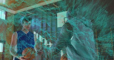 Digital guidance basketball training with futuristic holographs