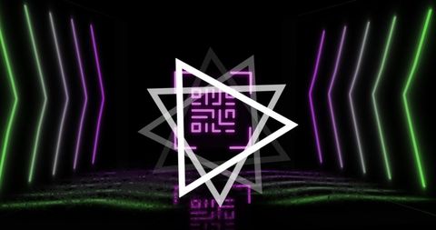 Glowing QR Code with Neon Geometric Shapes Technology Background - Download Free Stock Images Pikwizard.com